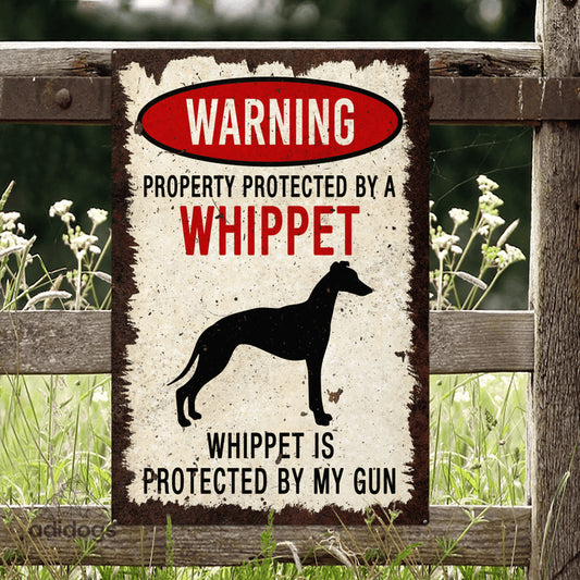 Whippet Warning Metal Sign