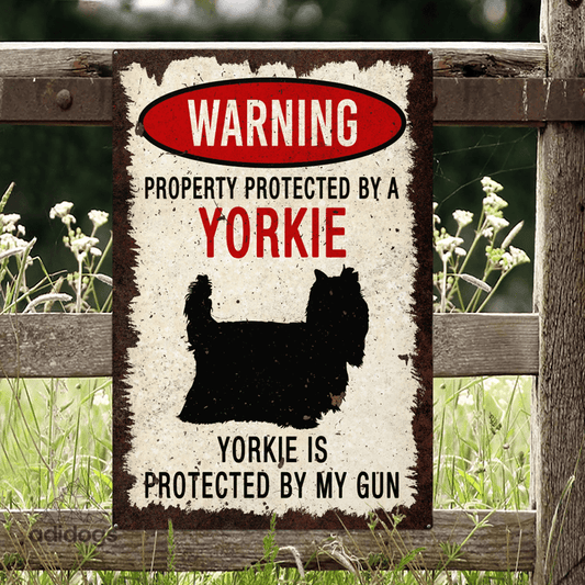 Yorkie Warning Metal Sign