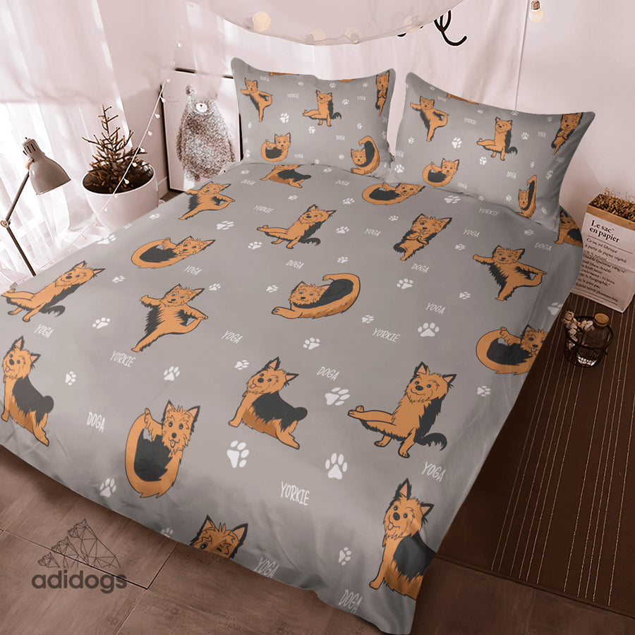 Yorkie Yoga Bedding Set