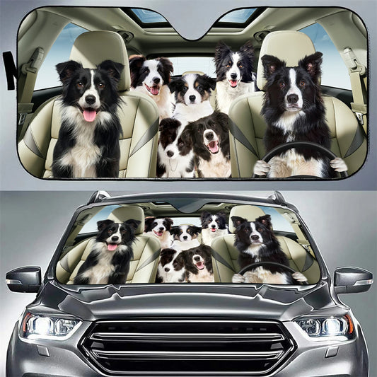 Border Collie Family Car Sunshade