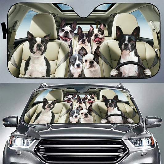 Boston Terrier Family Car Sunshade