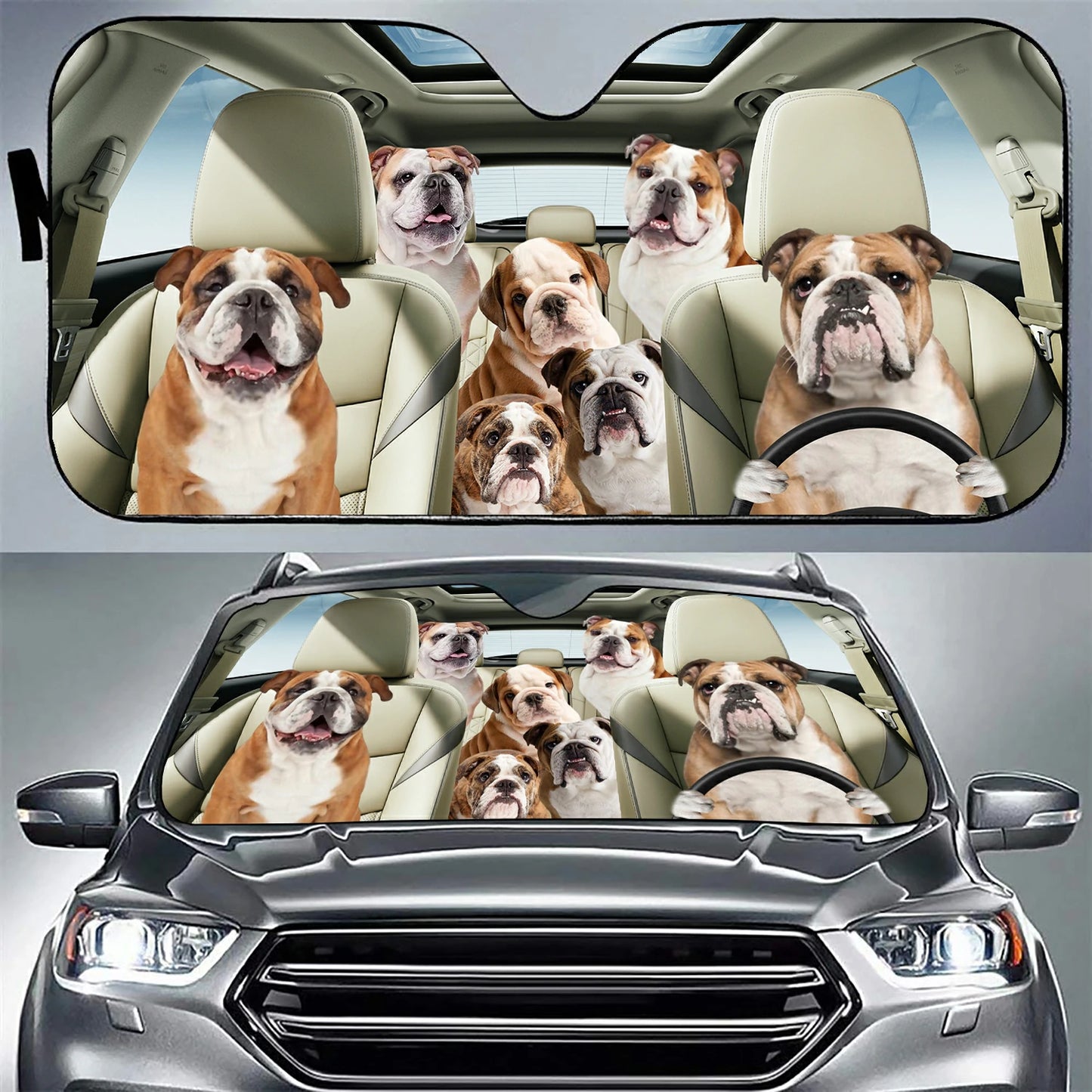 Bulldog Family Car Sunshade