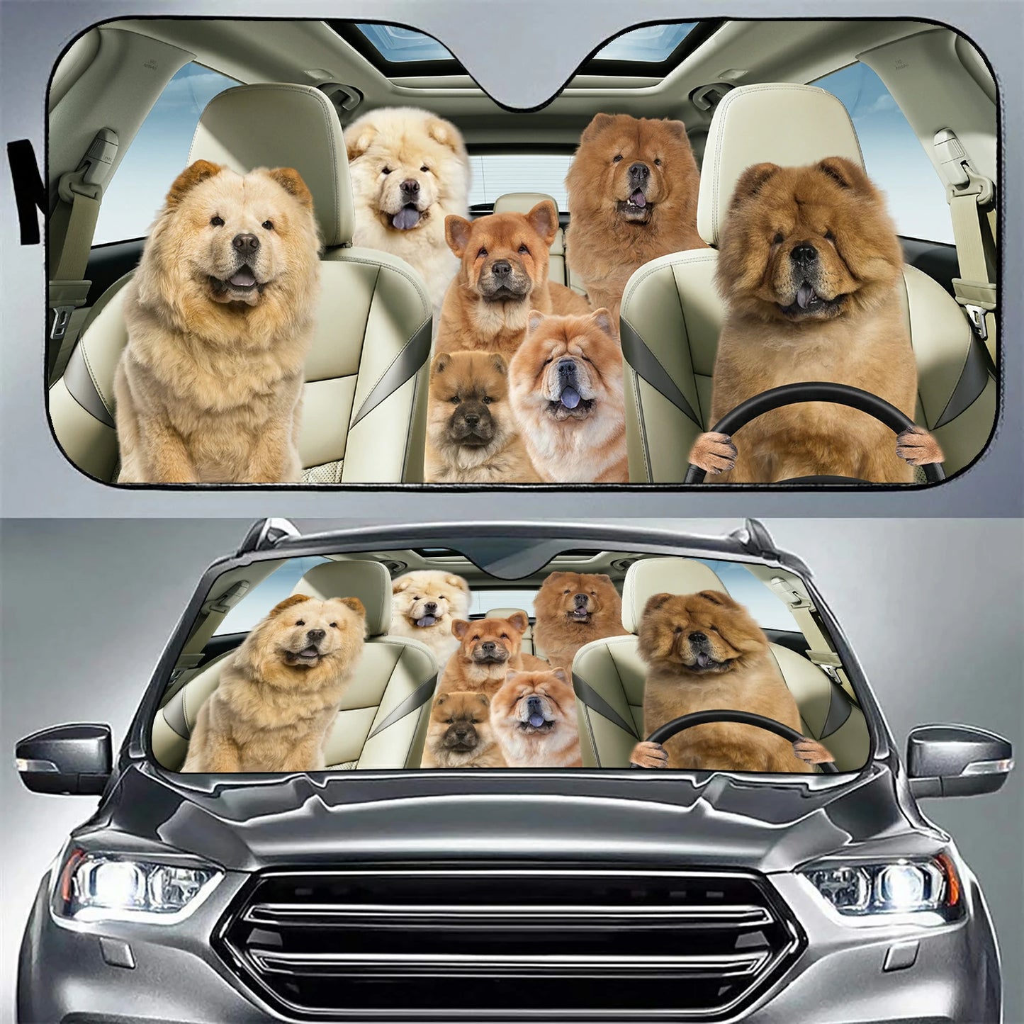 Chow Chow Family Car Sunshade