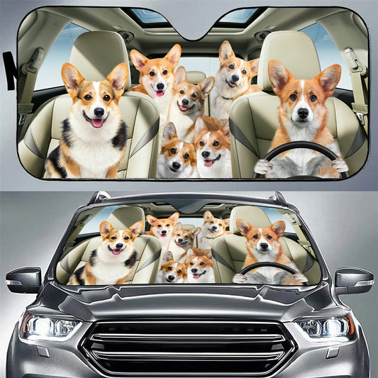 Corgi Family Car Sunshade