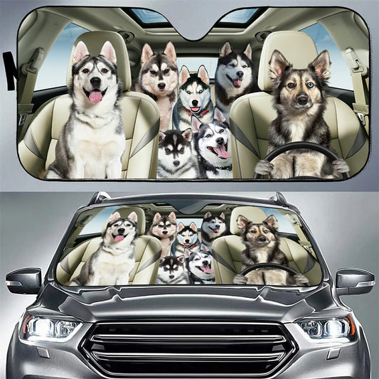 Husky Family Car Sunshade