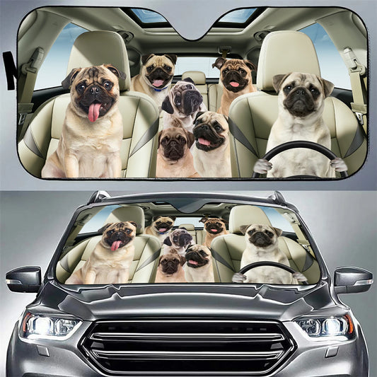 Pug Family Car Sunshade