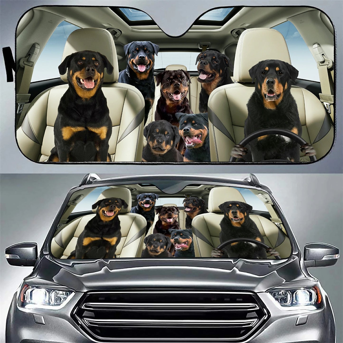 Rottweiler Family Car Sunshade