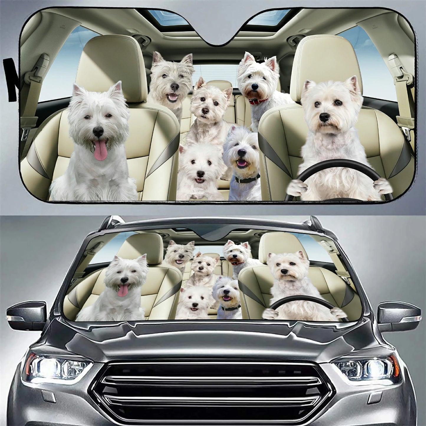 Westie Family Car Sunshade