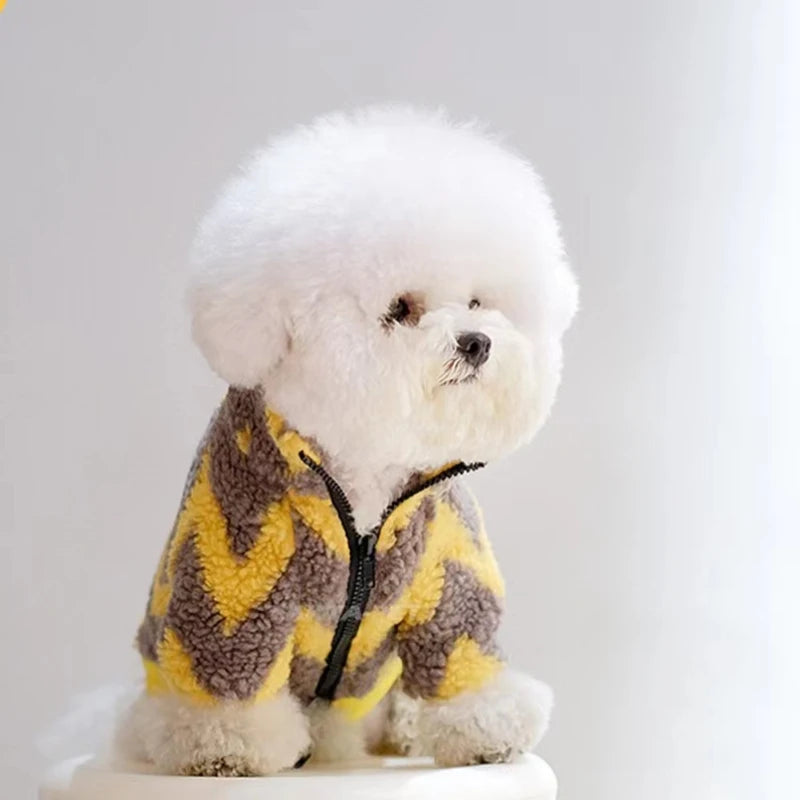 Bichon Frise Striped Winter Jacket