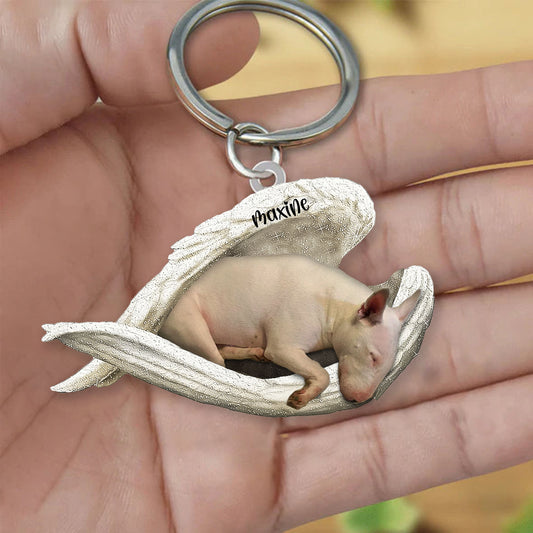 Bull Terrier Sleeping Angel Keyring