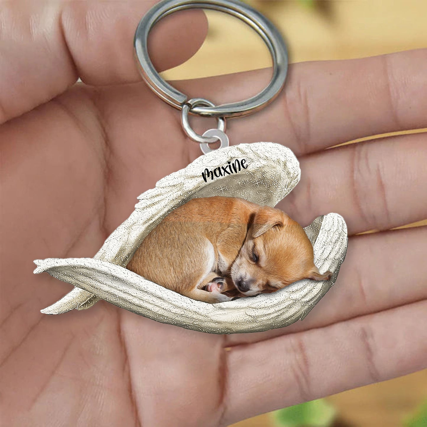 Chihuahua Sleeping Angel Keyring