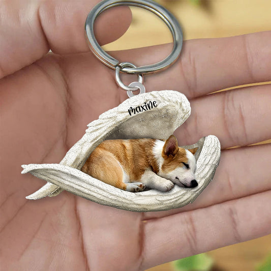 Corgi Sleeping Angel Keyring