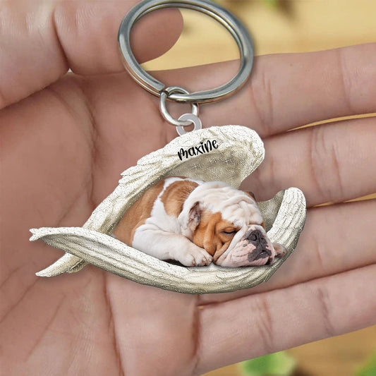 Bulldog Sleeping Angel Keyring