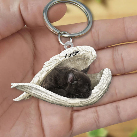 French Bulldog Sleeping Angel Keyring