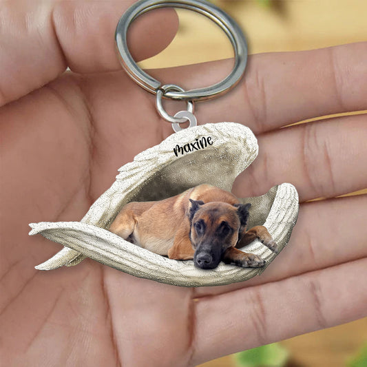 Malinois Sleeping Angel Keyring