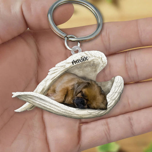 Pekingese Sleeping Angel Keyring