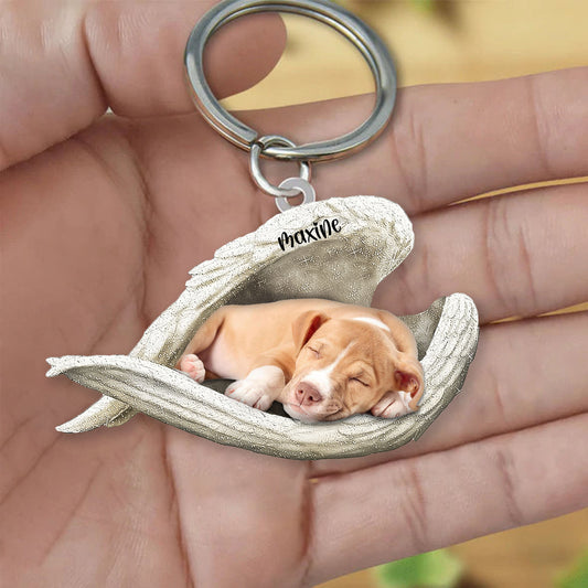 Pitbull Sleeping Angel Keyring