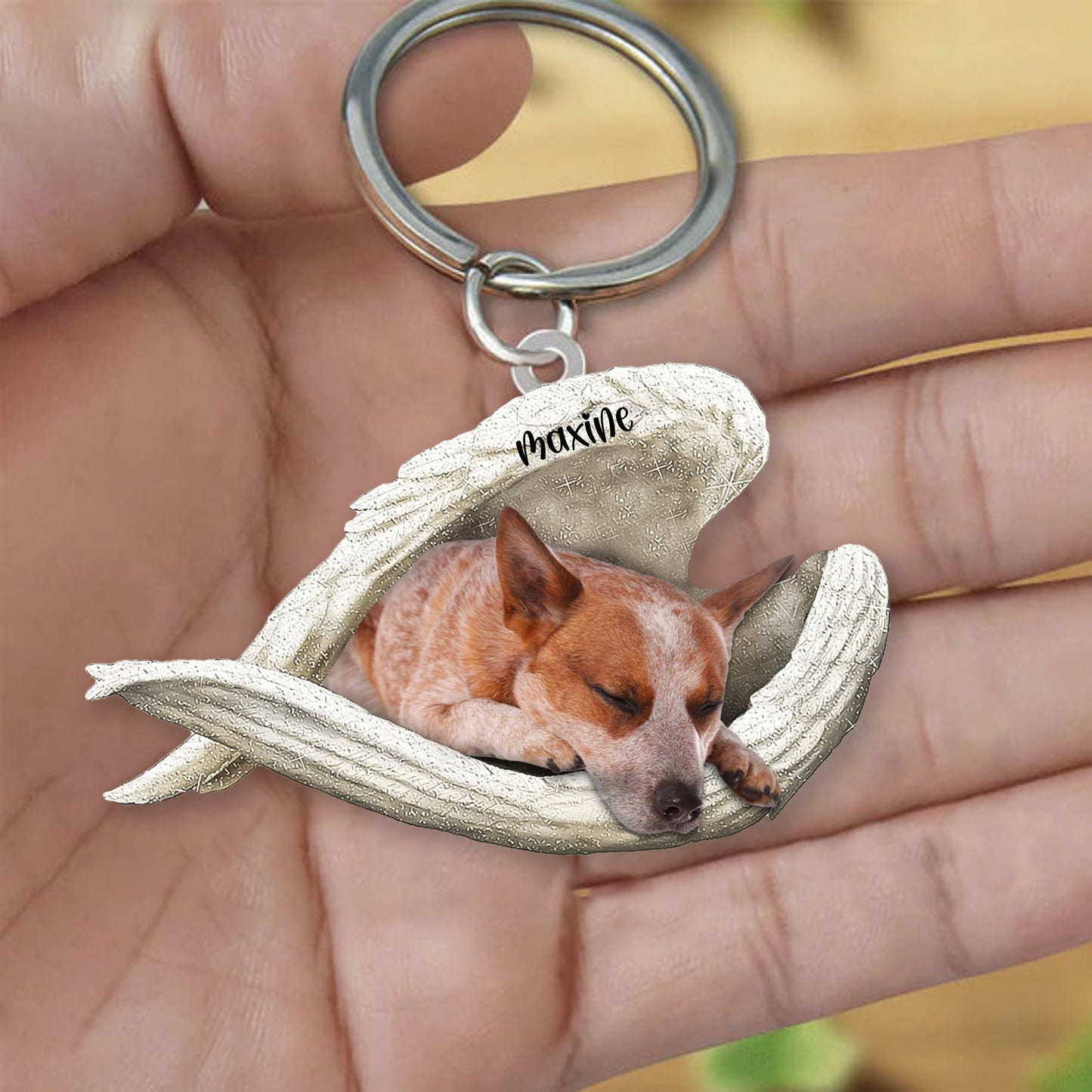 Red Heeler Sleeping Angel Keyring