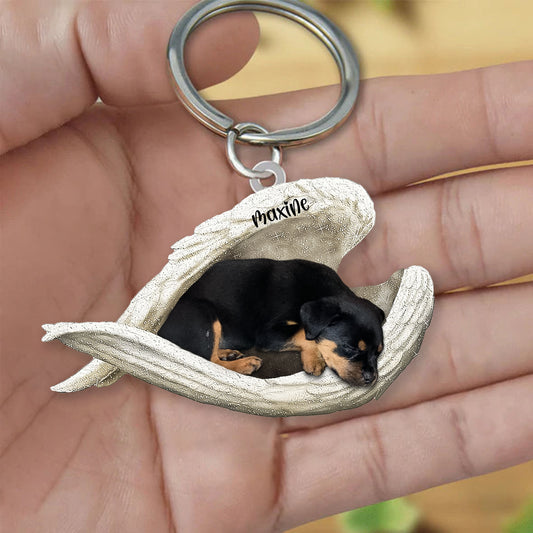 Rottweiler Sleeping Angel Keyring