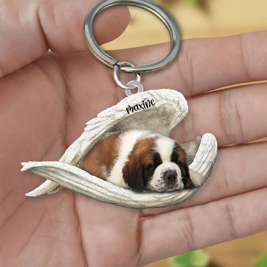 Saint Bernard Sleeping Angel Keyring