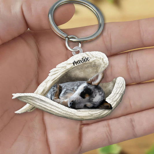 Blue Heeler Sleeping Angel Keyring