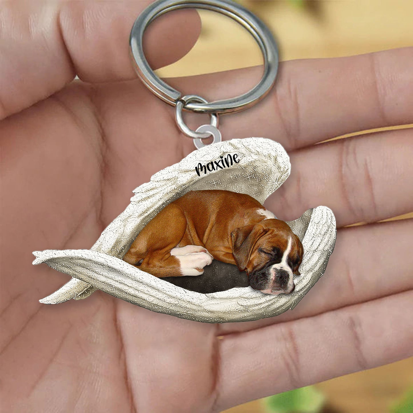 Boxer Sleeping Angel Keyring