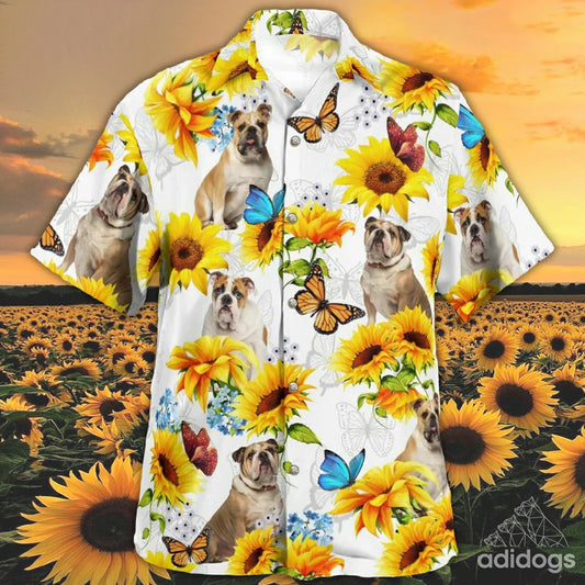 Bulldog Sunflower Hawaii Shirt