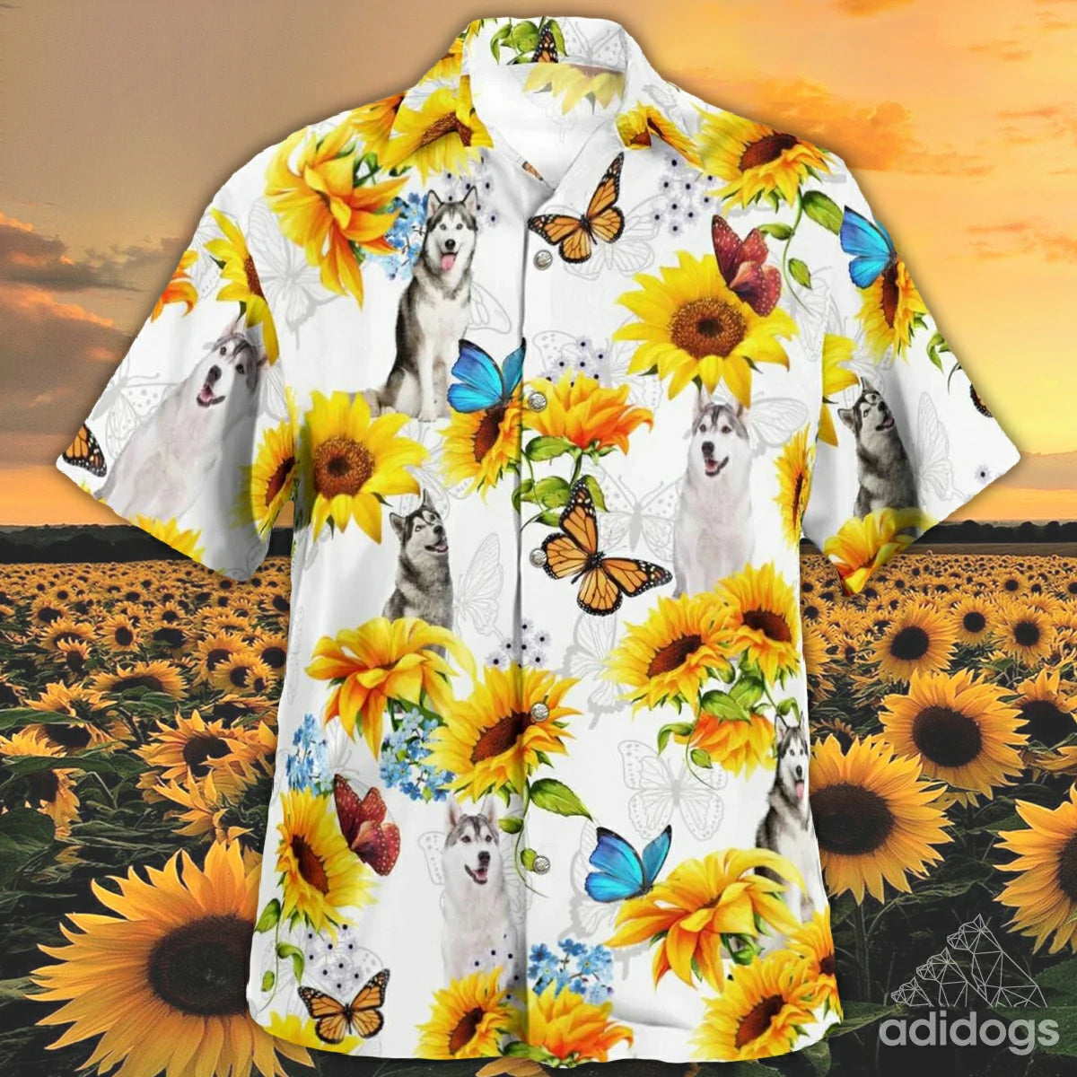 Husky Sunflower Hawaii Shirt