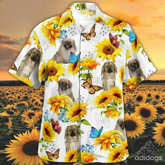 Pekingese Sunflower Hawaii Shirt