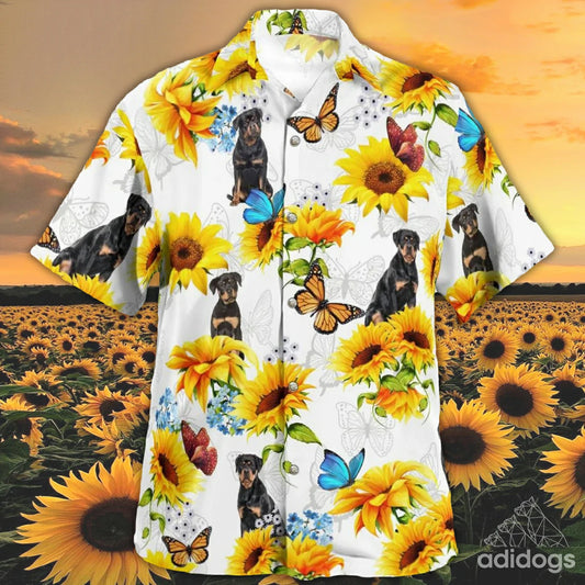 Rottweiler Sunflower Hawaii Shirt