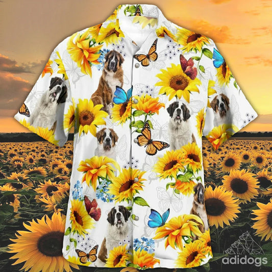 St Bernard Sunflower Hawaii Shirt