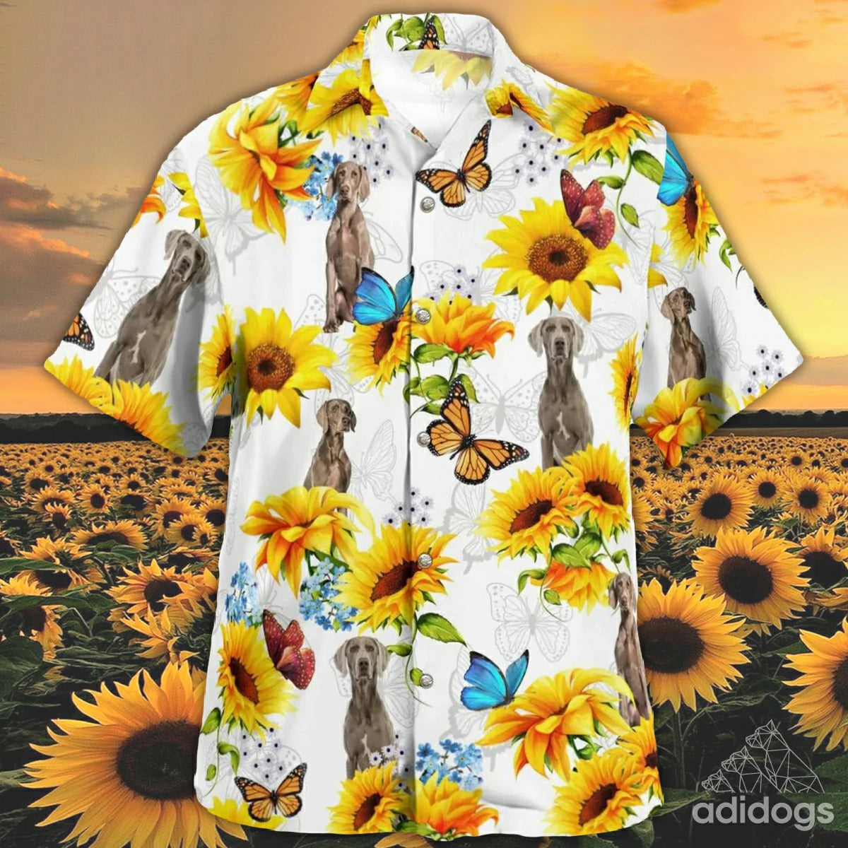 Weimaraner Sunflower Hawaii Shirt